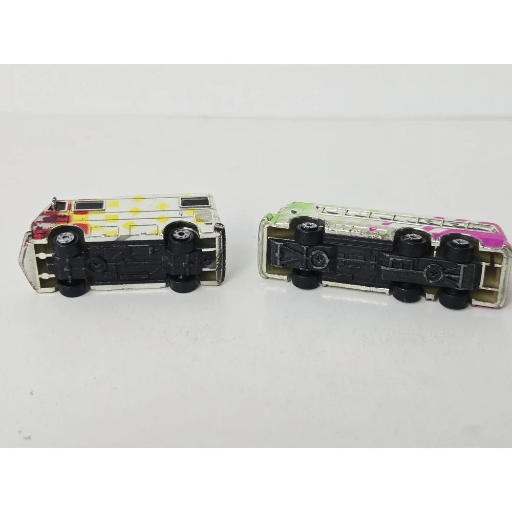 Vintage Galoob Micro Machines Chrome van and tour bus pair